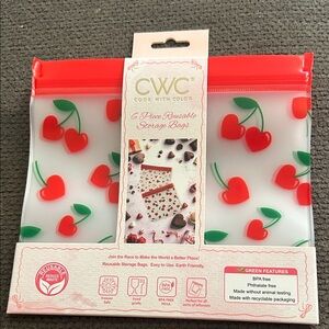 Cherry Print Reusable Storage Bags